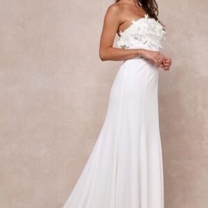 Lulus Love Garden Ivory 3d Floral Embroidered Strapless Maxi Dress White